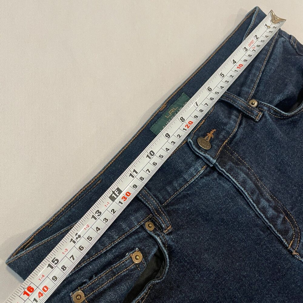~ Lauren Ralph Lauren 10 Jeans LRL Classic Straight Mid Rise Women's Dark Blue - Picture 9 of 16